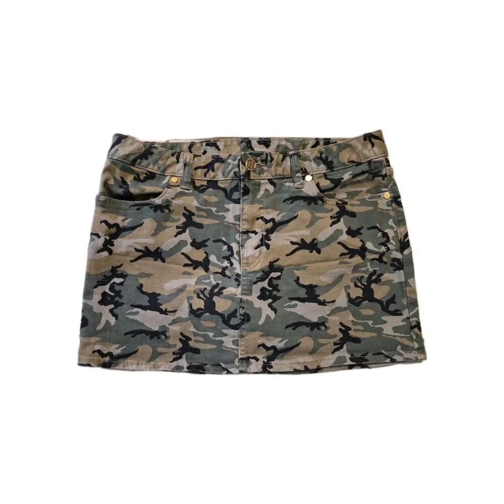 Tory Burch Size 30 Mini Skirt Camo Luxury Old Money Festival Pockets $200